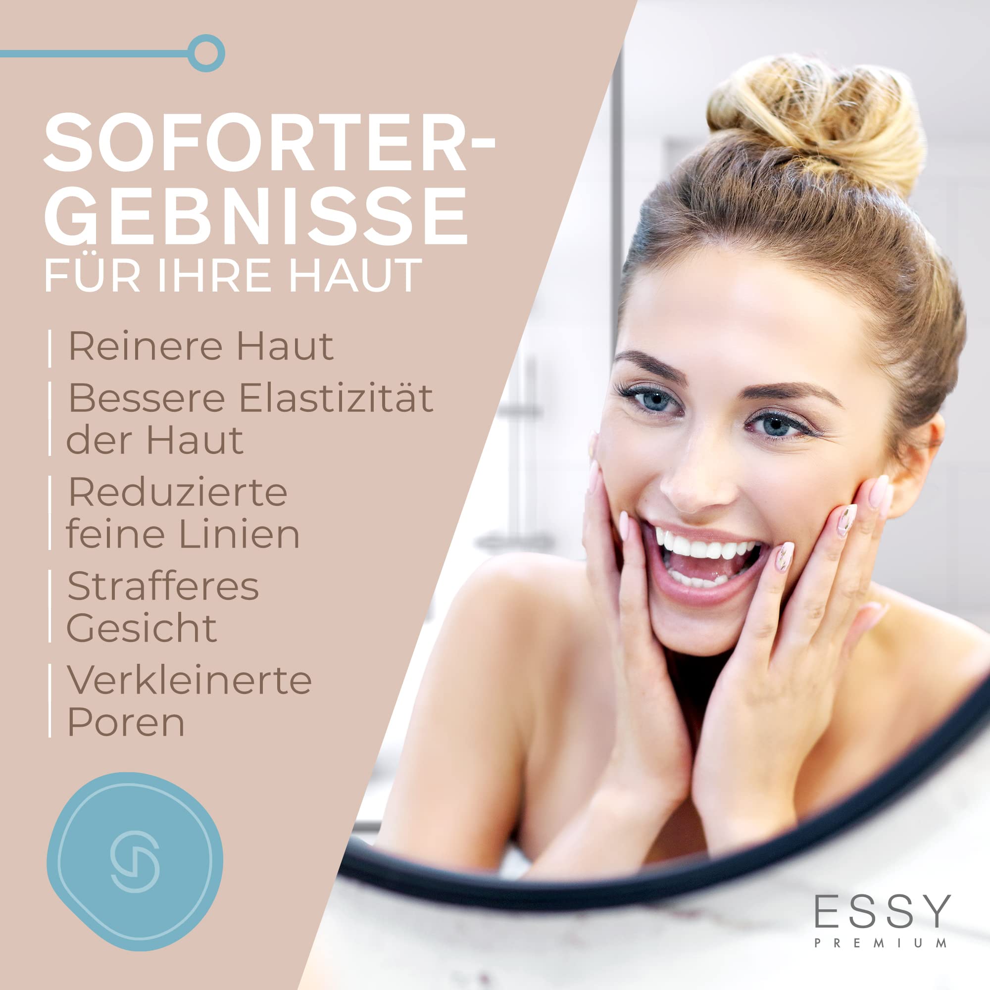 Essy Mitesserentferner Gesichtsreinigungsgerät zur Pickel-Absaugung (Blau) | Tiefenreinigung der Poren, 5 einstellbare Intensitätsstufen, wiederaufladbar, 4 Saugaufsätze, für alle Hauttypen geeignet