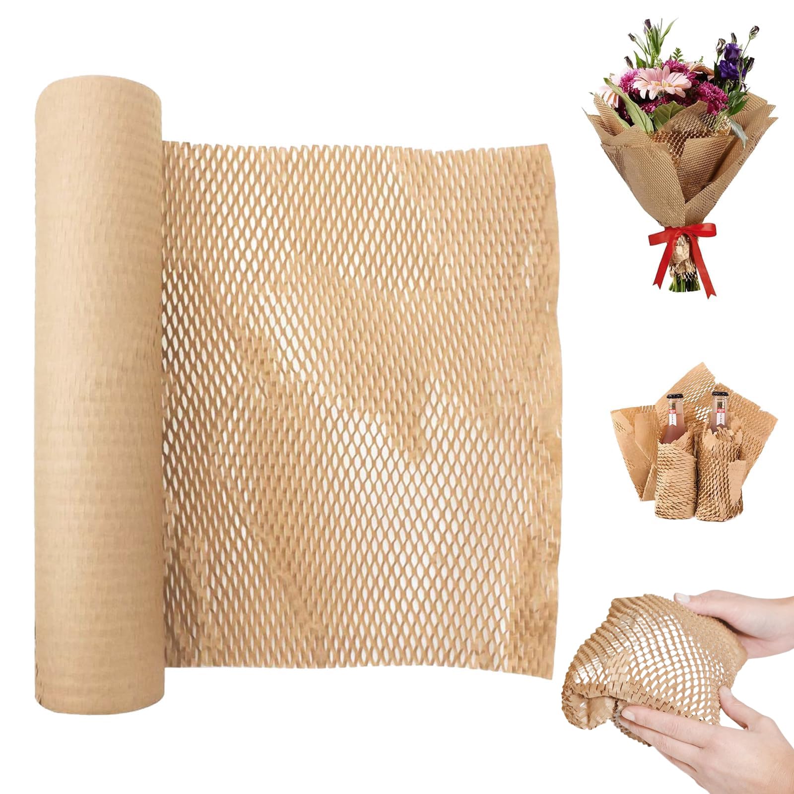 Rollo De Papel De Embalaje De Nido De Abeja, Papel De Embalaje Marrón, Envoltura De Burbujas Para Mudanzas, Para Mudanzas, Envío De Paquetes Frágiles - Alternativa Ecológica Al Envoltorio De Burbujas