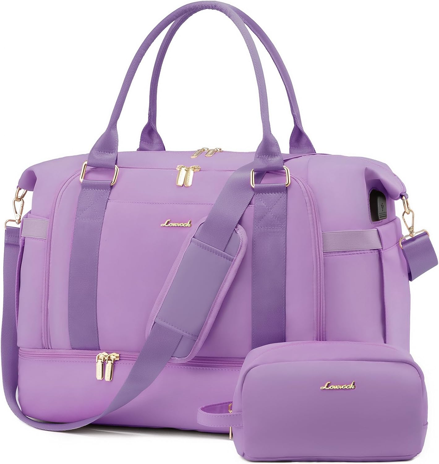 Gym Bag LOVEVOOK Travel Duffel Bag with USB Charging Port,Weekender Bags for Women with Shoe Compartment,Carry on Overnight Bag with Toiletry Bag,Hospital Bags for Labor and Deliver