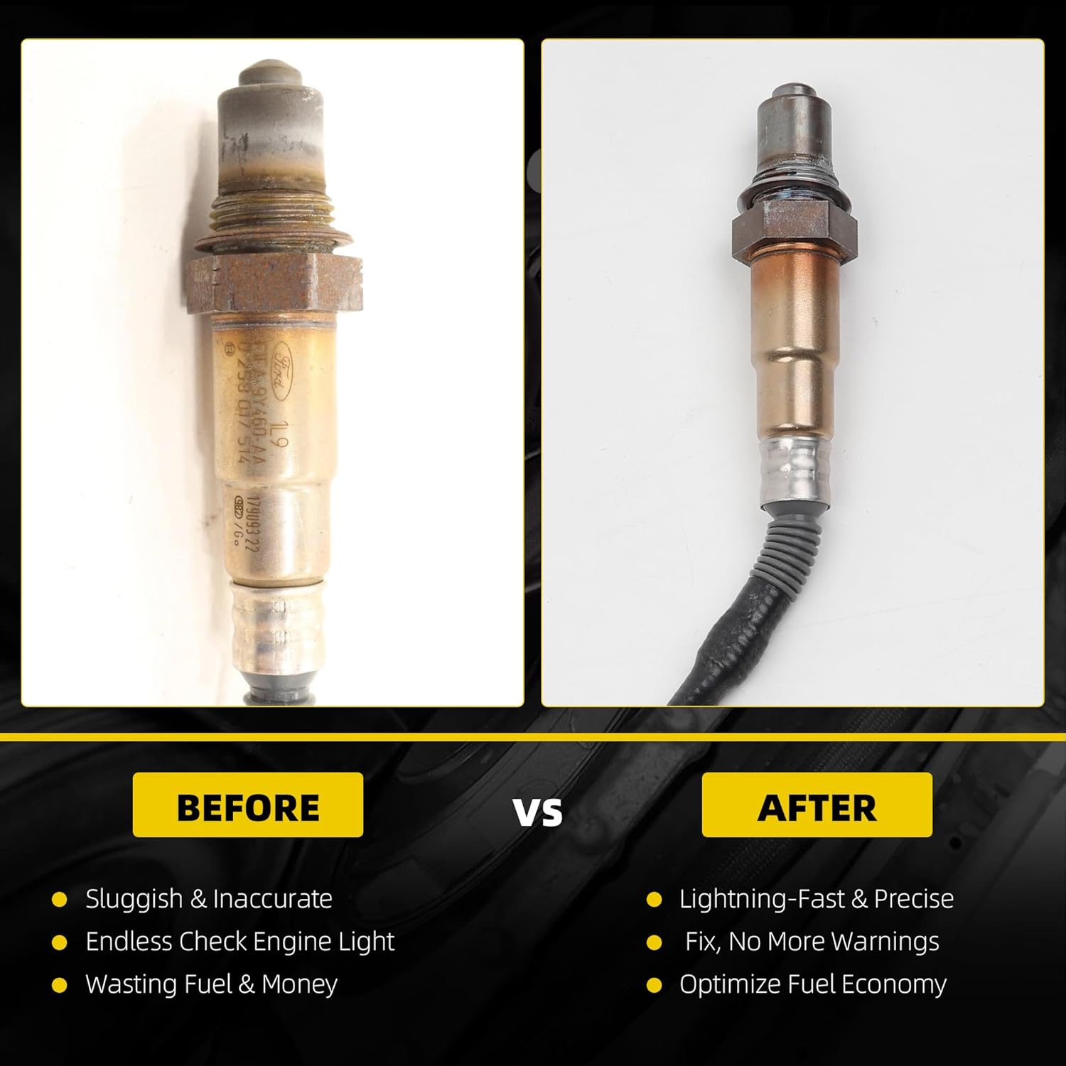 Dasbecan F1FZ-9F472-A Upstream O2 Oxygen Sensor Compatible with Ford F150 F-150 2017-2020 3.5L Expedition 2018-2021 Focus 2015-2018 1.0L Lincoln Navigator 2018-2020 Turbo Ecoboost Replaces# 234-5713