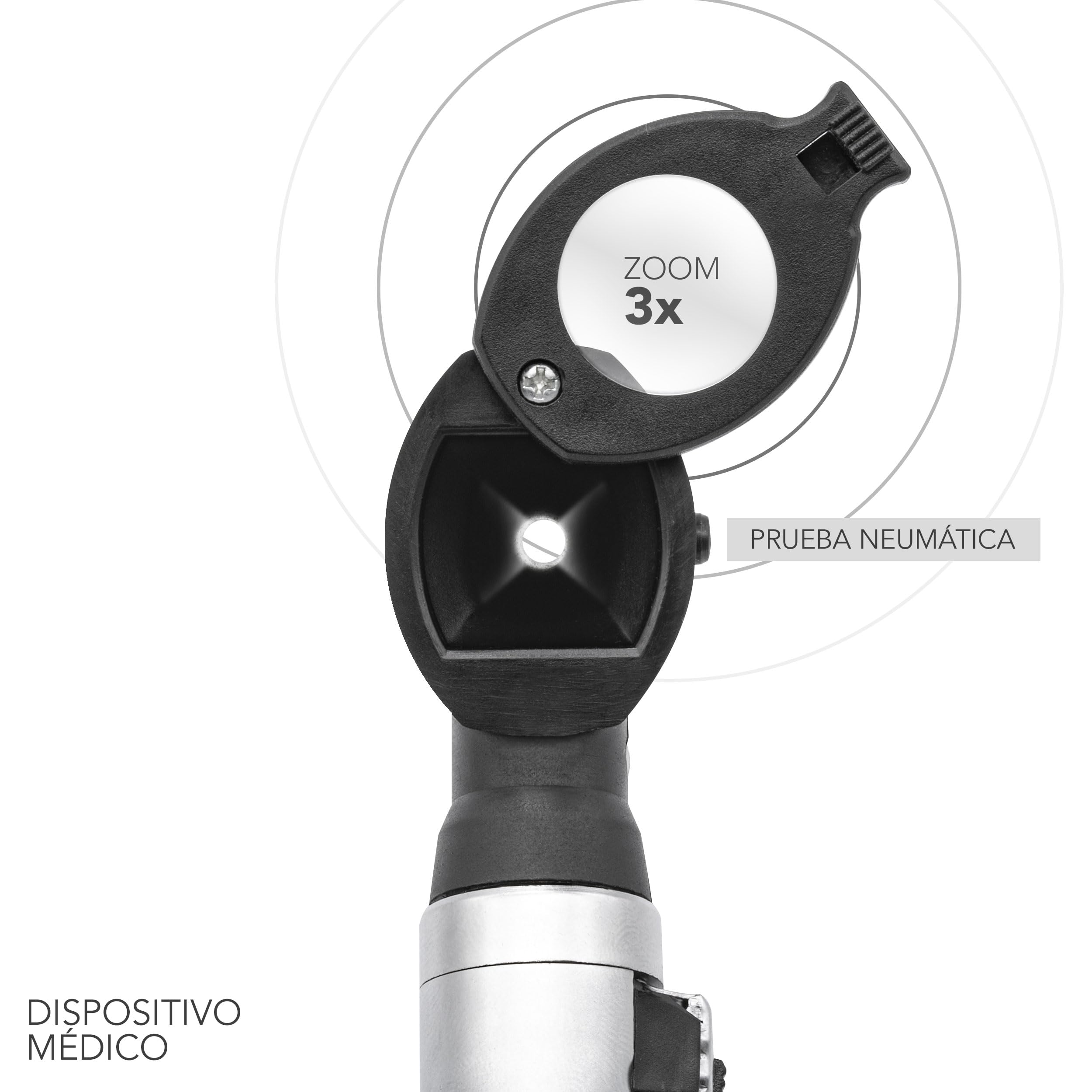 AIESI® Otoscopio médico Profesional Bolsillo Fibra optica con iluminación LED 3V de luz Blanca VISIOSCOPE, Garantía 24 Meses