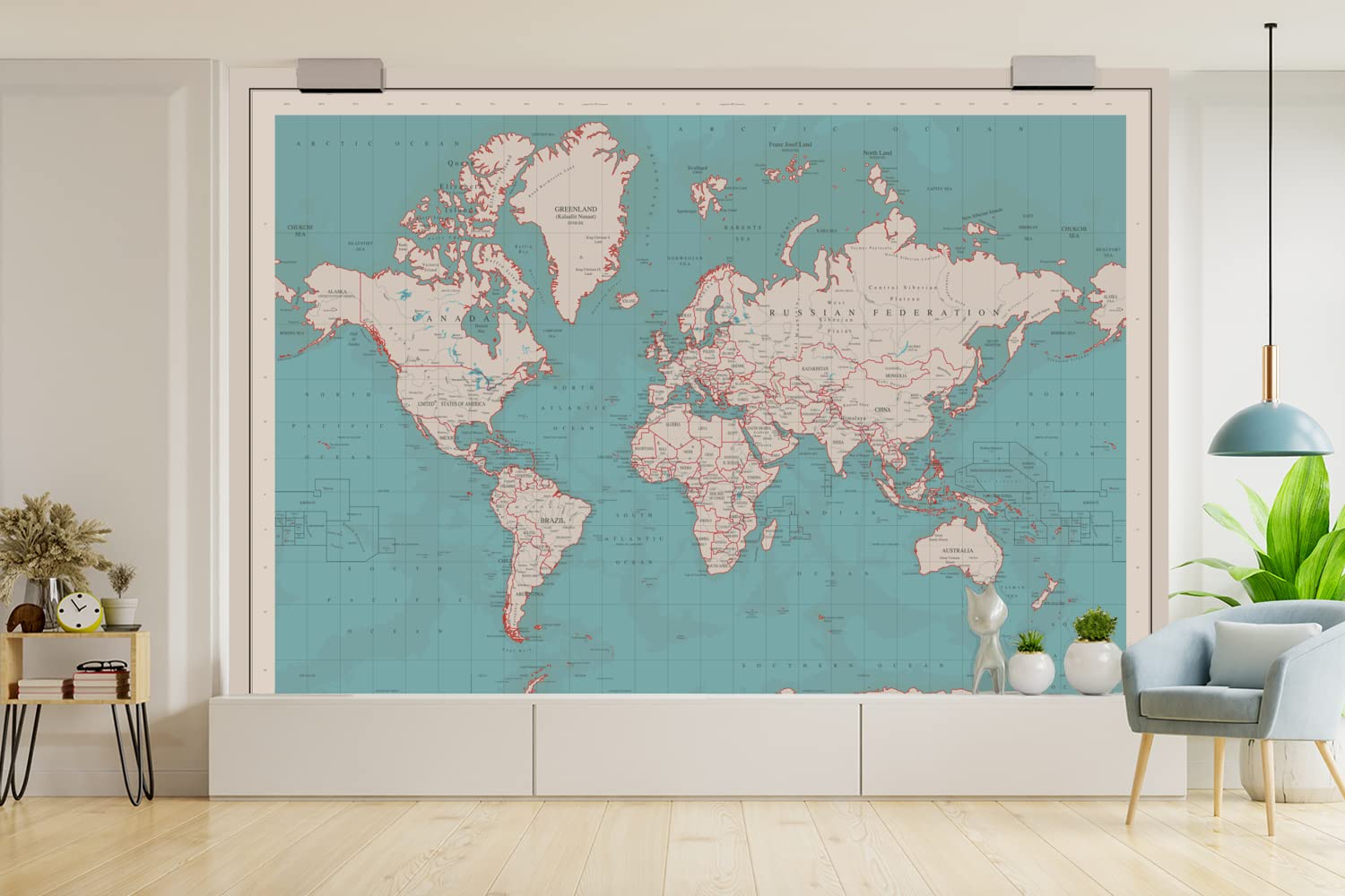 Selbstklebend Tapete Wandpapier Wandaufkleber Fototapete Tapeten Wanddeko 330x220 cm Weltkarte - Vintage - Atlas - Kinder - Jungen - Mädchen