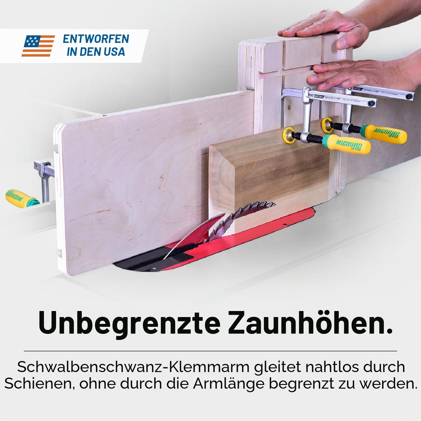 MicroJig MatchFit Dovetail Clamps – Zwingen für 14° Schwalbenschwanz-Nuten | Spannweite 130 mm, 269 kg Spannkraft, Werkbank-Zubehör