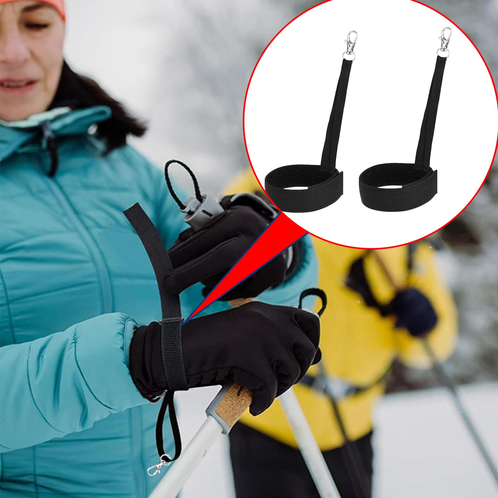 Sangles Gants Ski Nylon avec Bouton Métal pour Snowboard Accessoires