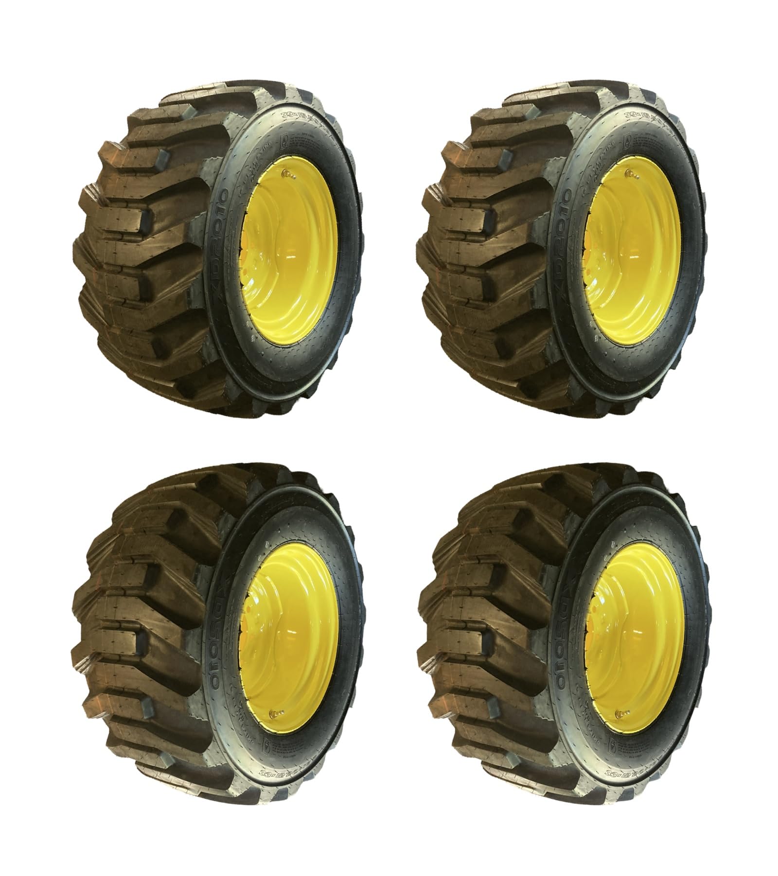 Set of 4-Galaxy Tires HD 33X15.5-16.5 XD2010 High Flotation Skid Steer Tires on Wheels/Rims (8 lug) for New Holland -14PLY -33-15.5-16.5