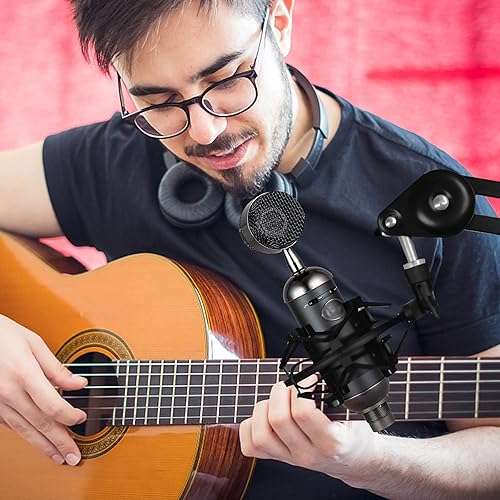 Miniatura 6 de Soporte de micrófono de montaje de choque, suspensión antivibración, clip de soporte de micrófono para micrófono de condensador de 1.693 in-1.850 in