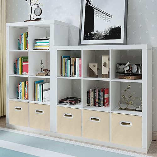 Miniatura 6 de SEVENDOME Contenedores de almacenamiento de tela de tela, organizador de cubos de tela con asas dobles, canastas de almacenamiento plegables para el