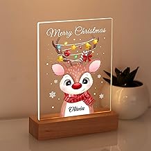 Personalised Christmas Cards 2025 Light Up Christmas Card Gifts for Granddaughter Kids Son Friends Boys Girls Daughter Personalised Gifts Xmas Special Christmas Cards with Any Name (Elk)