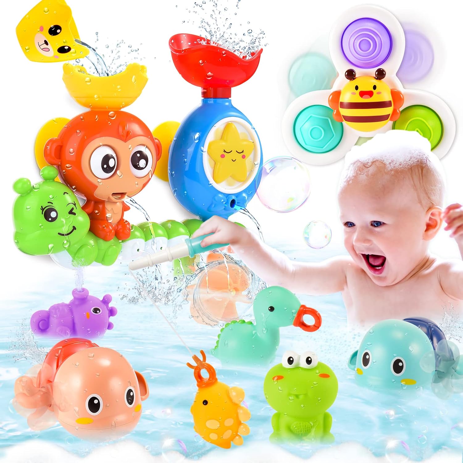Amazon.com: HCHILDHOOD Bath Toys Playset for Toddlers Age 18M+ Year Old ...