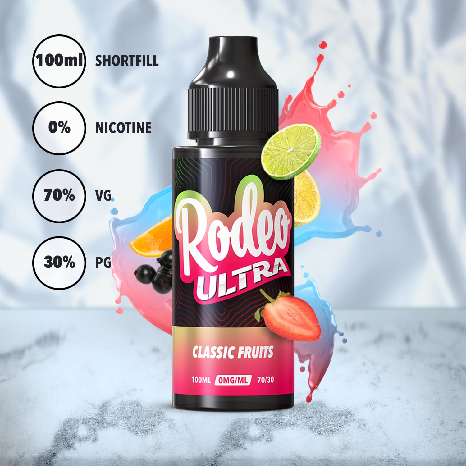 Rodeo Ultra Vape Liquid 4 x 100ml Pomberry Breeze + Forest Fusion + Classic  Fruits +