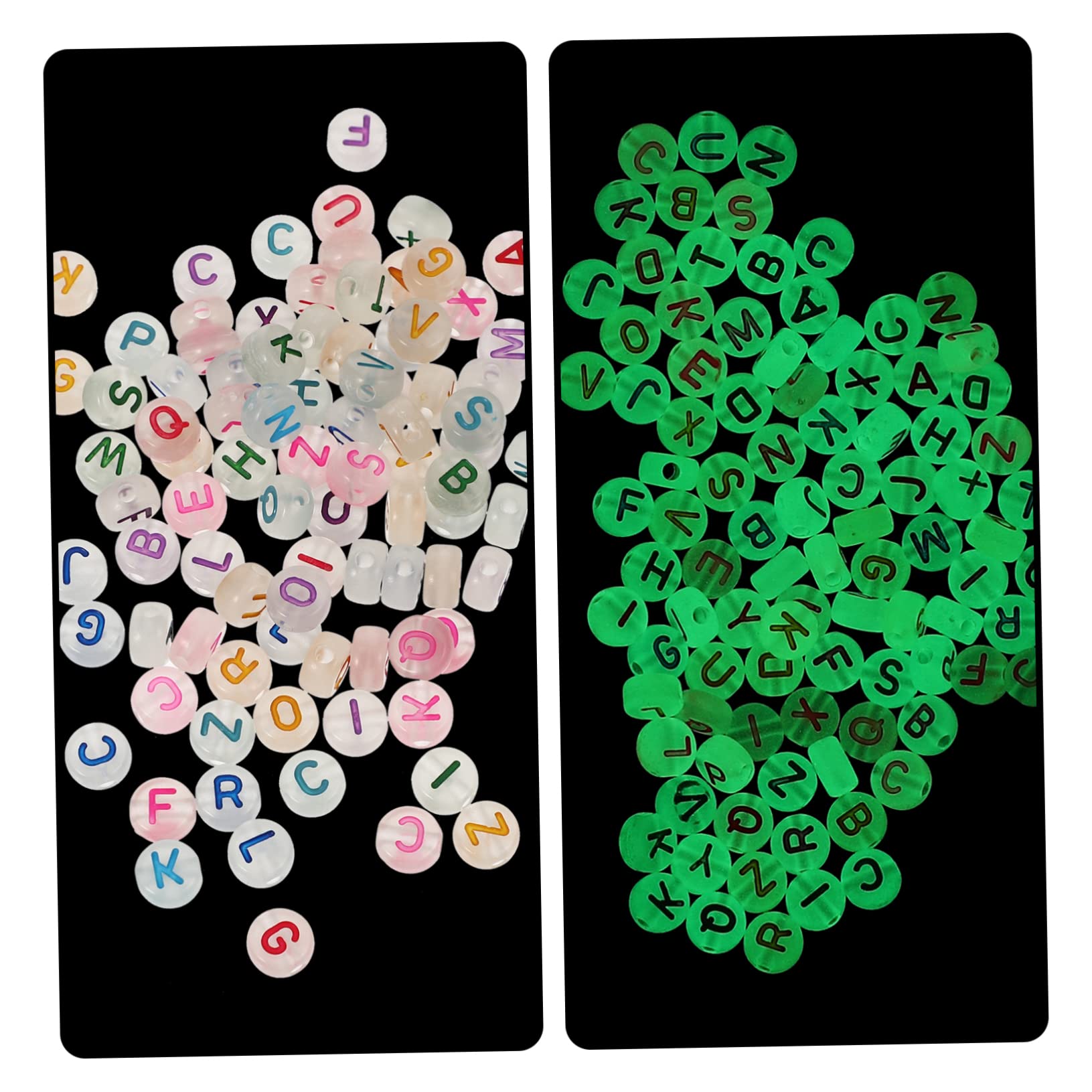Lurrose 5stücke Leuchtender Acrylperlen Für -armbandherstellung Verschiedenen Designs Herzen Buchstaben Muster Zahlen Für Kreative Schmuckideen Und Bastelprojekte