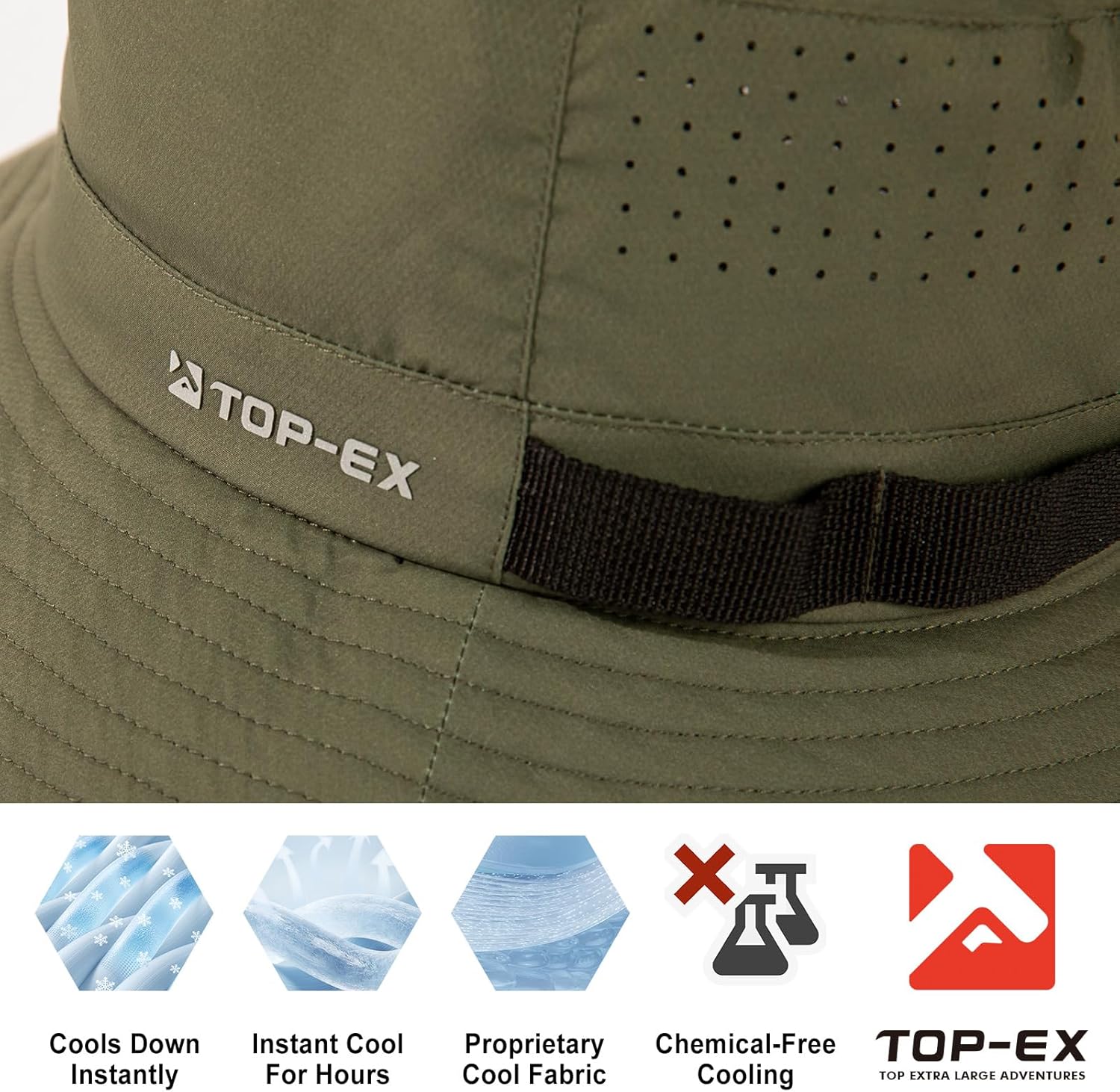 Oversized XL XXL Men's Cooling UPF 50 Sun Hat Lightweight Foldable Wide Brim Bucket Boonie Golf Hiking Fishing - Image 5