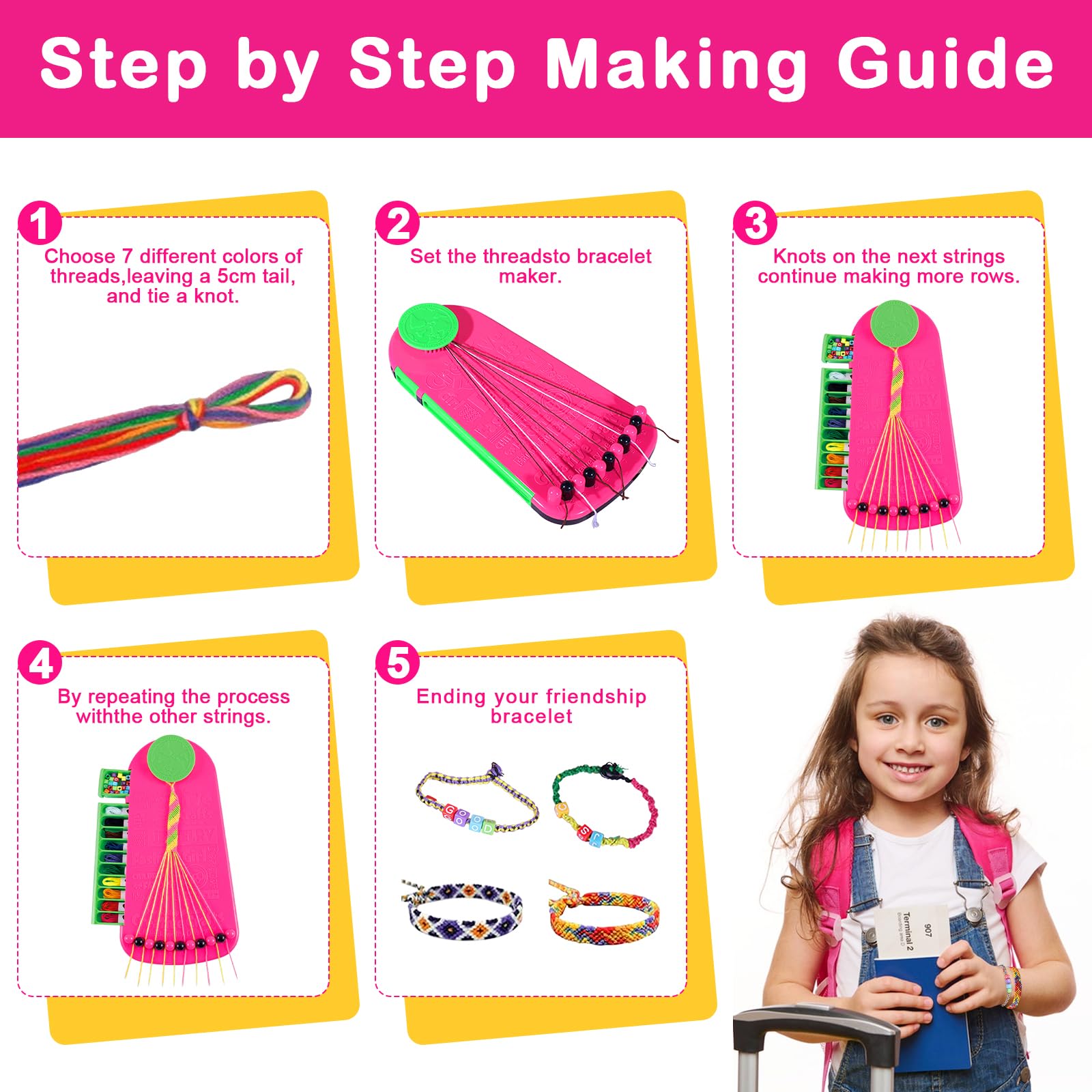 Cadeaux D'anniversaire Pour Enfants, Fabrication De Bracelets Pour Fille, Cadeau D'anniversaire De Fille, Kit De Fabrication De Bijoux, Bracelets De L'amitié, Activité De Fête D'anniversaire - France