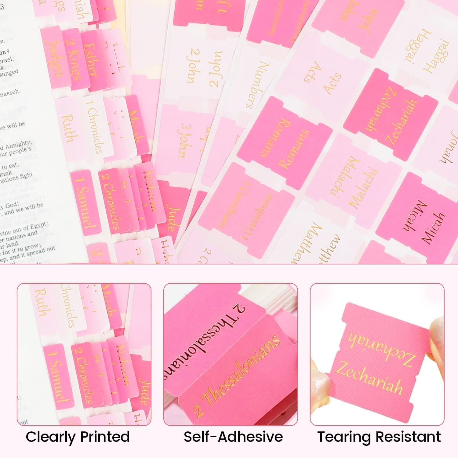 90Pcs Pink Bible Tabs for Women Book Studying Bible Stickers - Image 4