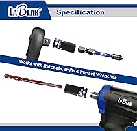 Vista 6 de LABEAR Portabrocas de Liberación Rápida Cuadrado de 3/8" a Adaptador de Impacto Hexagonal de 1/4", con Tornillo Ajustable Patentado, Acero Cr-Mo