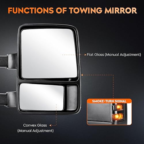 Miniatura 3 de Youxmoto Espejos de remolque aptos para Ford 1999-2016 para F250 F350 F450 F550 Super Duty Pickup, telescopio manual/plegable; vidrio ajustable