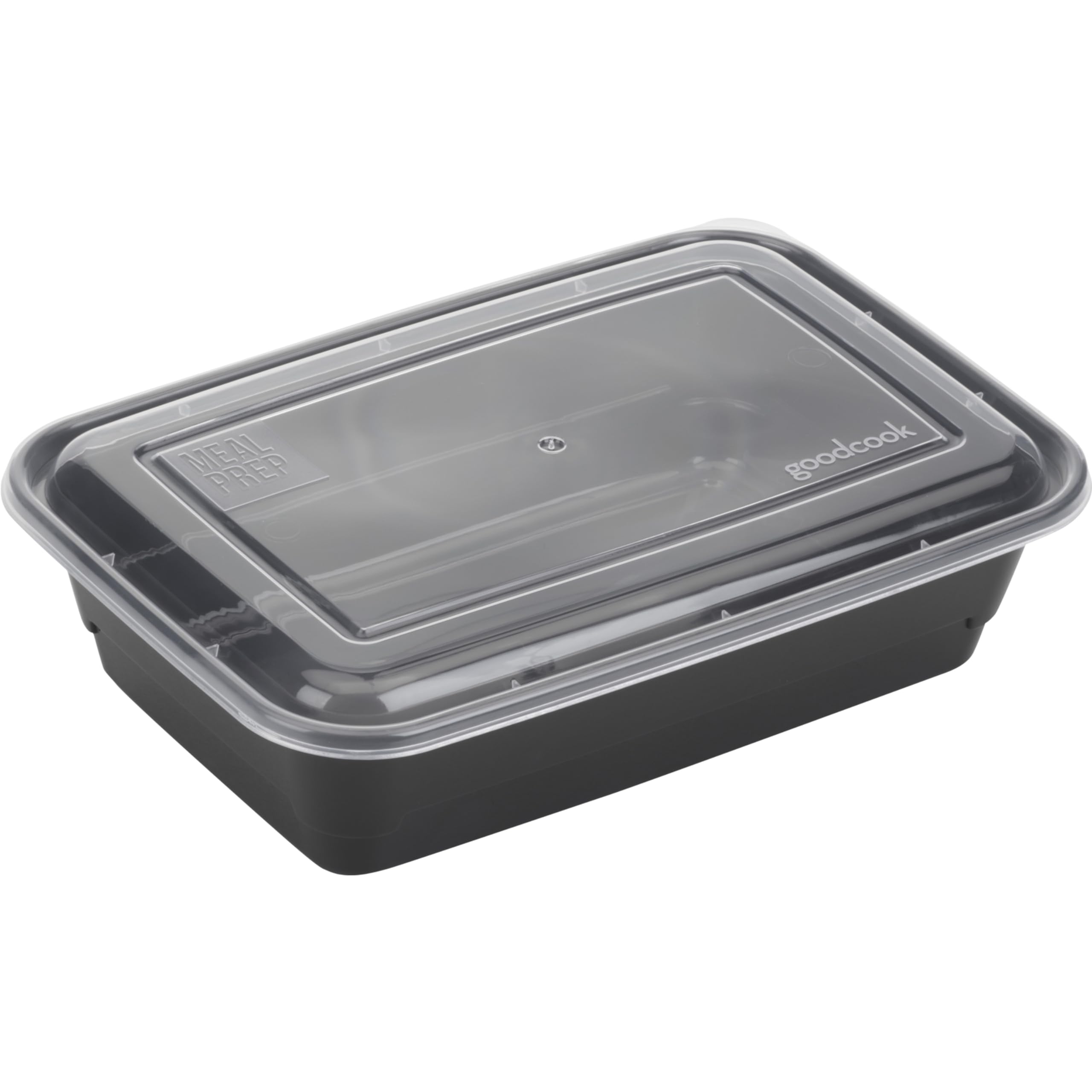 GoodCook Meal Prep Rectangle Single Compartment 30 units, Black, BPA Free