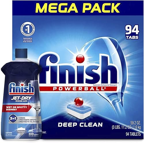 Finish - Todo en 1 - Detergente para lavavajillas - Powerball - Tabletas para lavavajillas - Pestañas para platos - Aroma fresco, 94 unidades