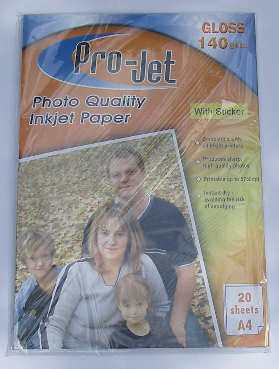 400 arkuszy A4 Projet 140 g/m2 samoprzylepny papier fotograficzny z połyskiem (samoprzylepny tył)