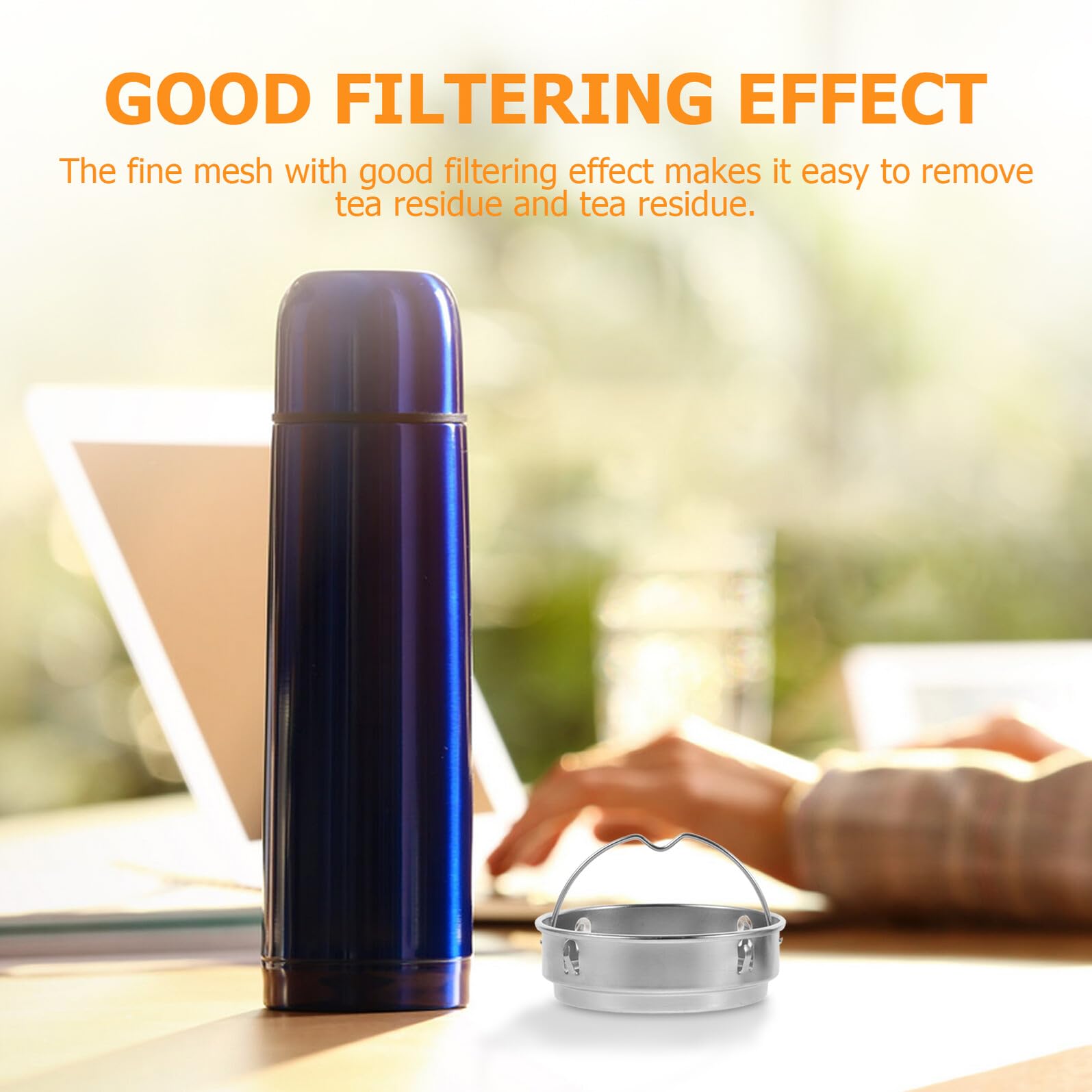 Lot de 2 Infuseurs à Thé en Acier Inoxydable 304 Passoires à Thé Maille Fine Diamètre 62 MM Filtres Réutilisables pour Bouteille Isotherme Filtration Anti-Résidus pour Dégustation