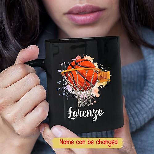 Miniatura 2 de Taza de café personalizada para fanáticos del baloncesto, taza de pelota de baloncesto para jugadores de baloncesto, taza de cerámica para amantes