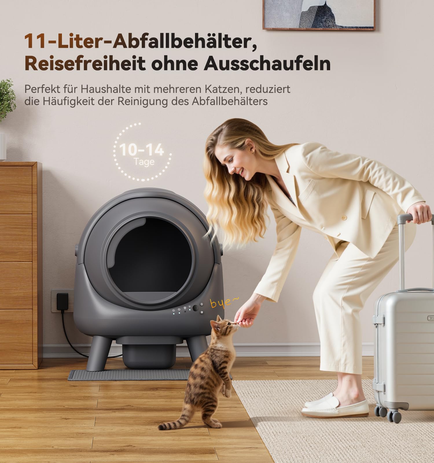 Katzenklo Selbstreinigend FEELNEEDY 65L Elektrische Automatische Katzentoilette, APP-gesteuert, Sicherheitssensoren, Geruchskontrolle, EIN gutes Hilfsmittel für Katzenbesitzer