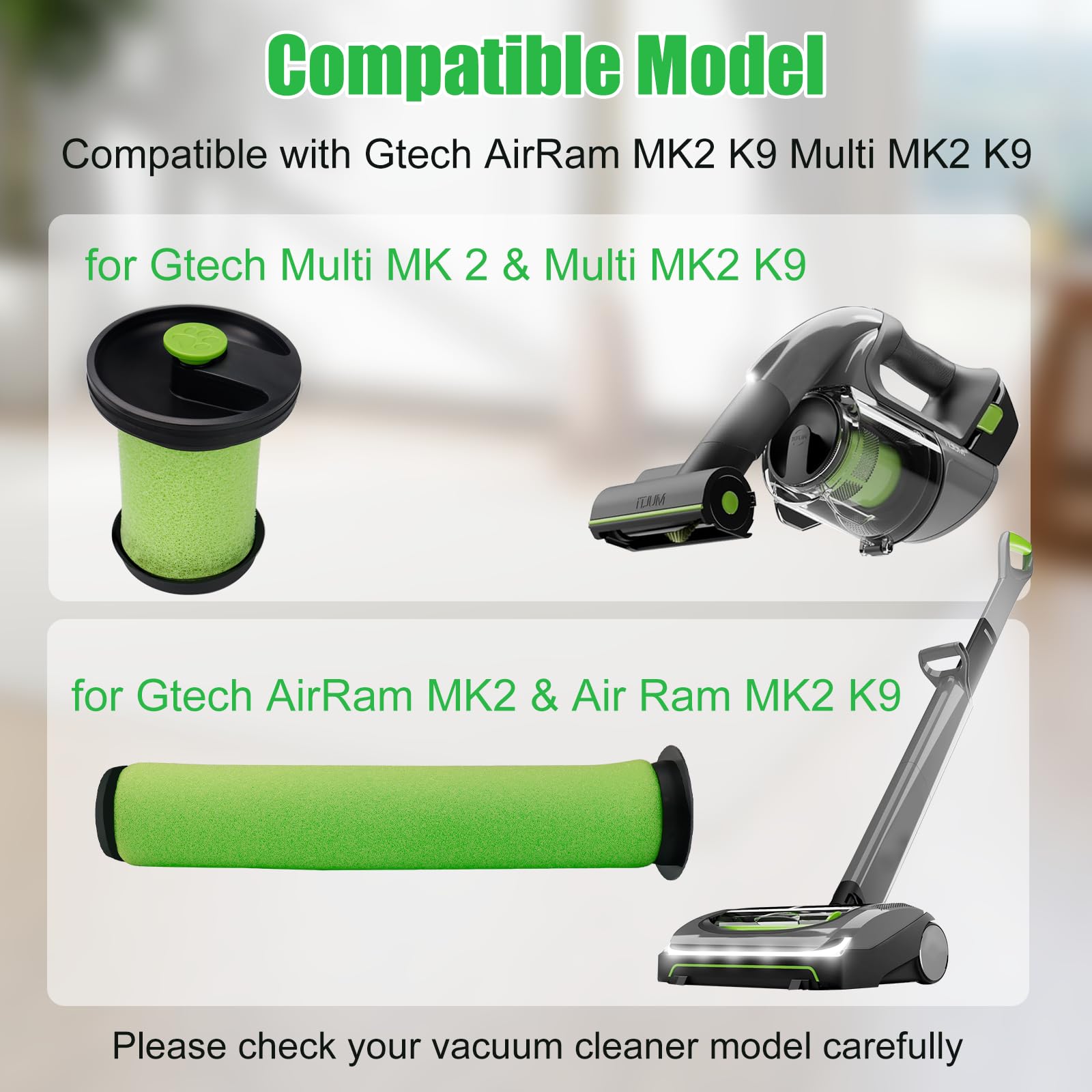 Roller Brush And Foam Filters Assy For Gtech Air Ram Replacement Stick - View #5