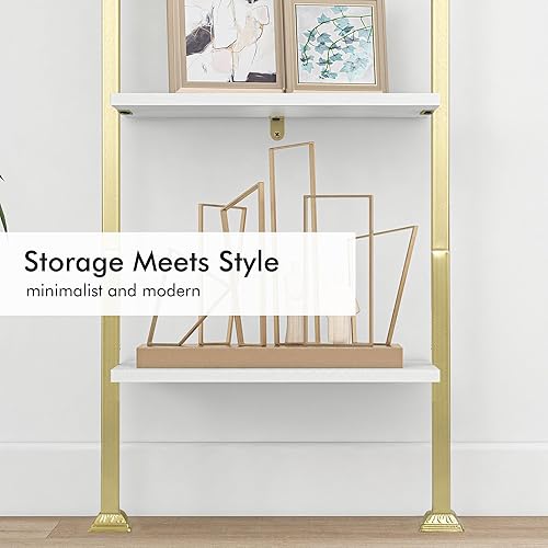 Miniatura 4 de Axeman Estantería de escalera de 5 niveles, estantería alta y estrecha para espacios pequeños, moderna funda organizadora de almacenamiento de