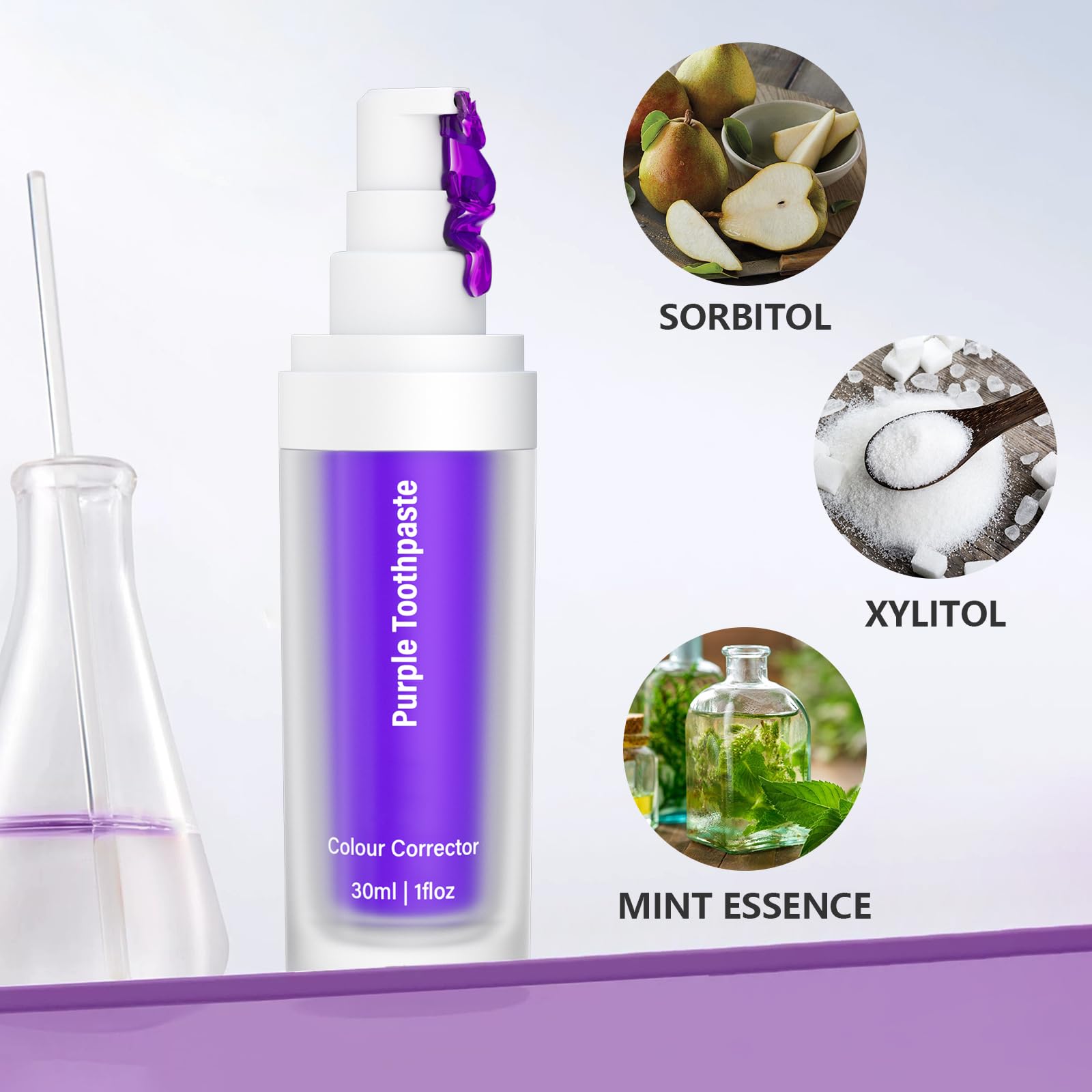 Purple Toothpaste for Teeth Whitening,Teeth Whitening Booster,Tooth Stain Removal,Teeth Whitener,Purple Whitening Toothpaste