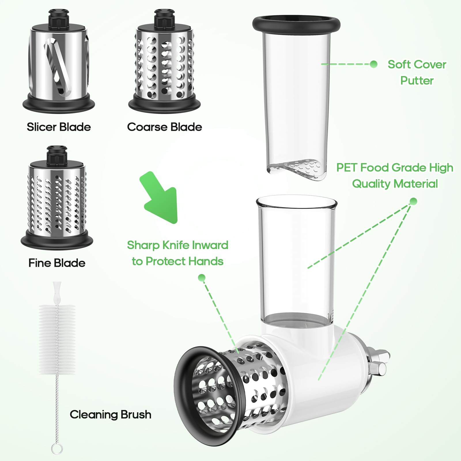Cheese Grater Stainless Steel Slicer Shredder Attachment For