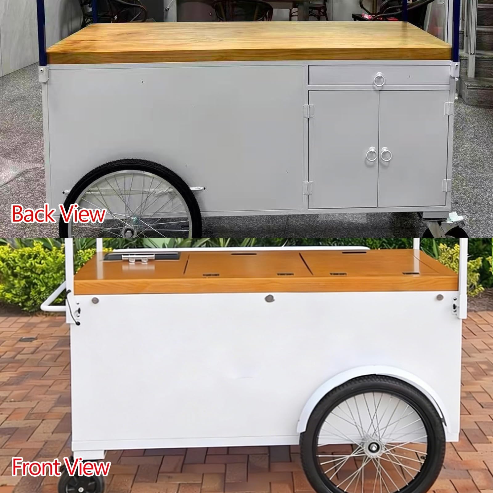 PortabFooCart creativo con tettoia 4 ruote Bancarelle di caffè Cabine del mercato nero 180 cm contenitori Sto per festival eventi e catering