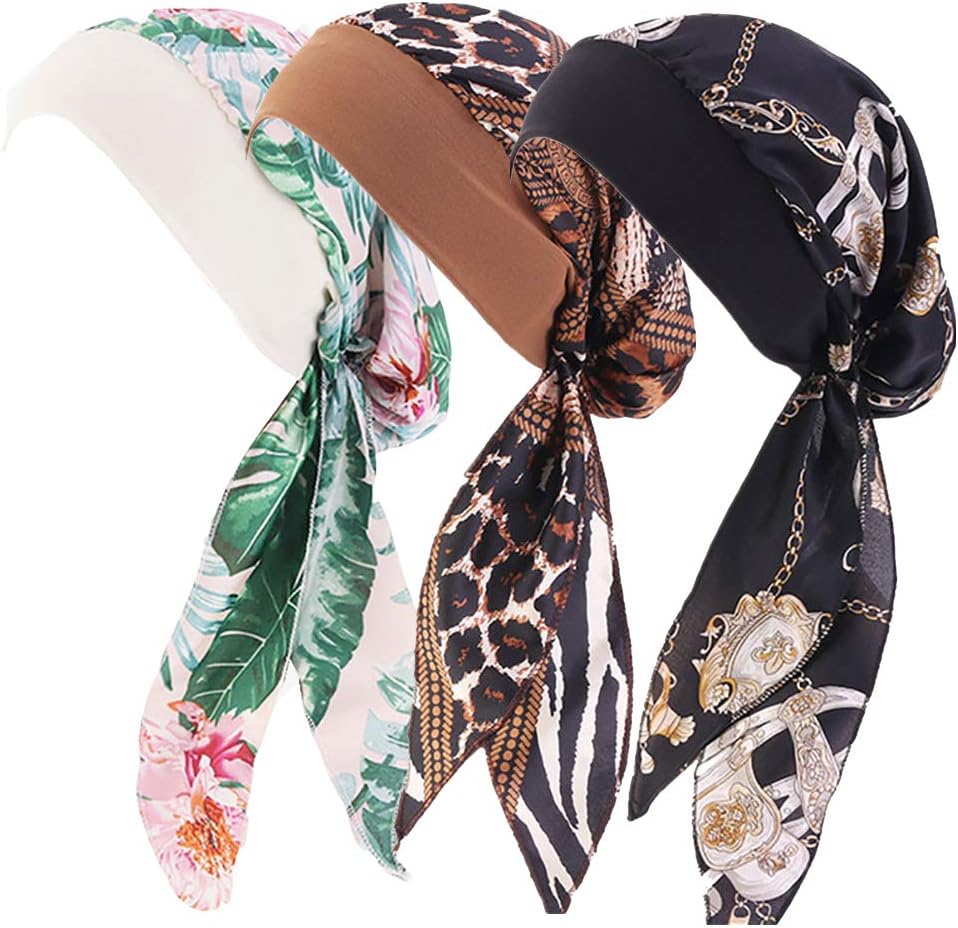 Yili MaiziChemo Headwear Elastic Turbans for Women Long Hair Head Scarf Headwraps Cancer Printing Hat