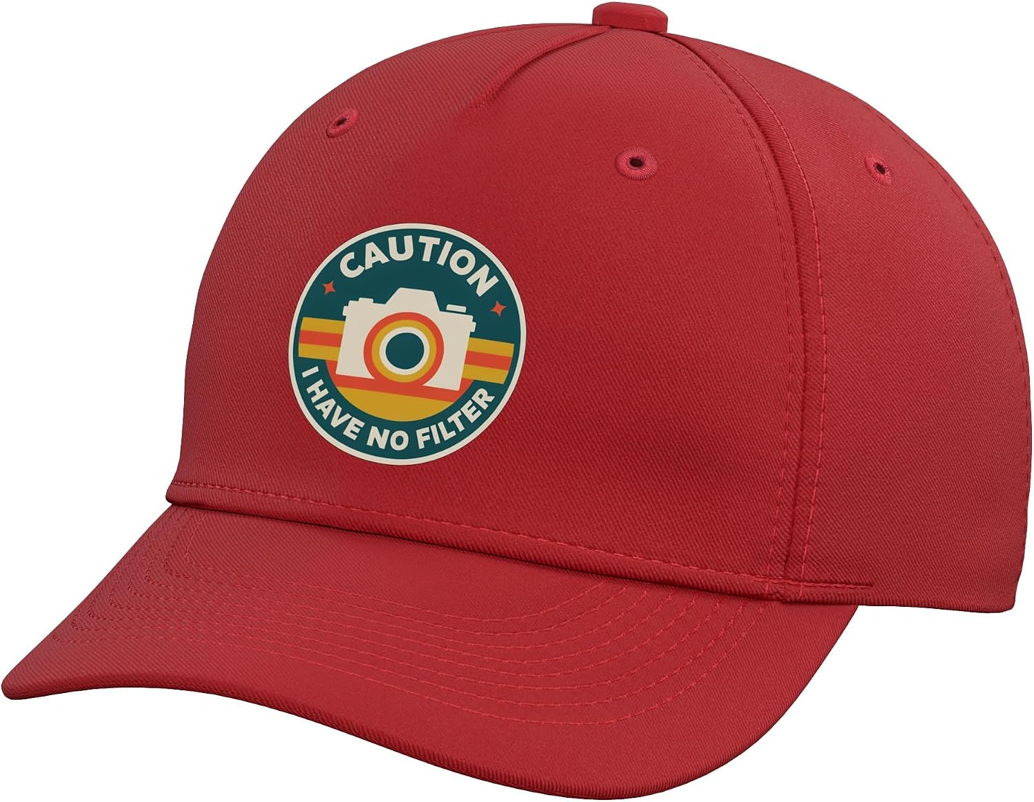 Caution I Have No Filter Retro Vintage Camera Sarcastic Adjustable Baseball Hat