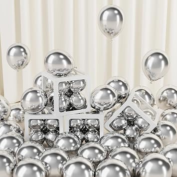 FOTIOMRG 120pcs 5 inch Metallic Silver Balloons | Birthday, Graduation, Baby Shower, Disco, Wedding Party Decorations