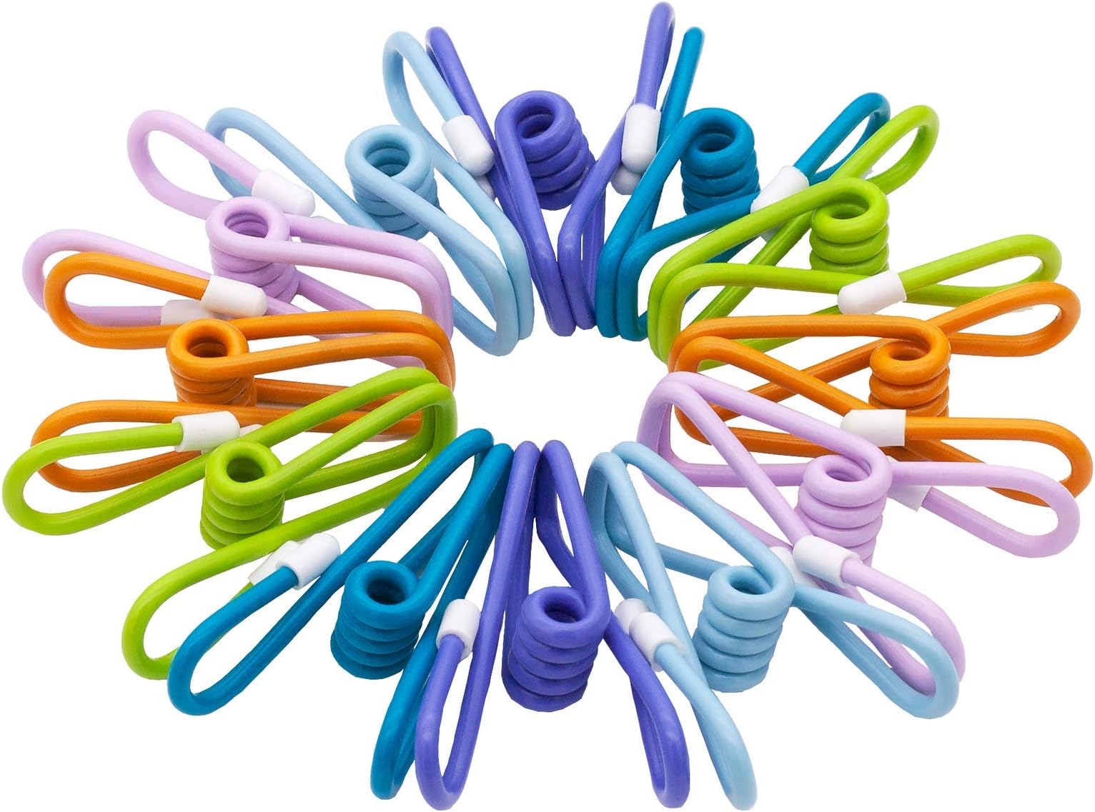 Plastic Clothes Pins for Hanging Clothes- 30 Pack Bulk Chip Bag Clips for Food Packages with Heavy Duty Metal Durable Clothes Pegs Multi-Purpose for Outdoor Clothesline Home Kitchen