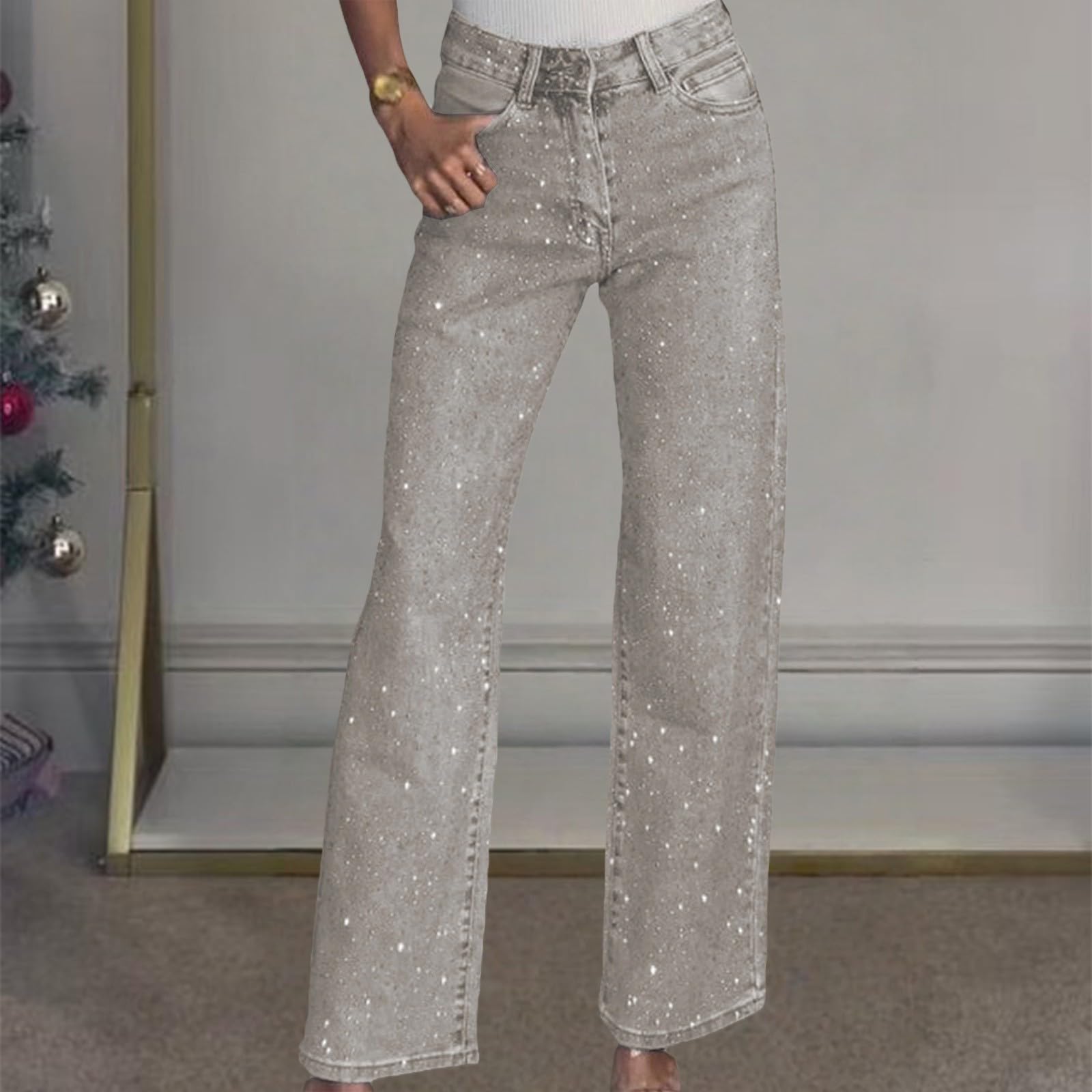 Jeans Donna Curvy Vita Alta Jeans Baggy Casual Leggeri Pantaloni Denim Elasticizzati Gamba Larga Larghi con Tasche Pantaloni Vita Alta Curvy Tempo Libero Y2k Pants Taglie Forti Moda Basic