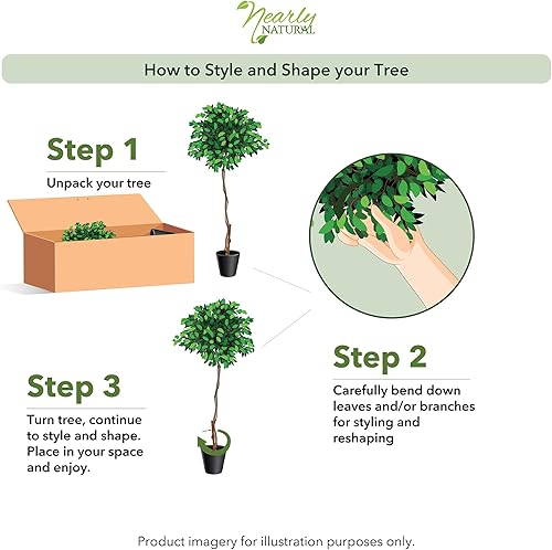 Miniatura 5 de Nearly Natural Árbol de otoño artificial de ficus de otoño de 4 pies