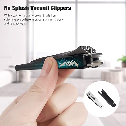 Miniatura 4 de FERYES Cortaúñas con atrapasueño, juego de 2 piezas, cortaúñas y cortaúñas de pies sin salpicaduras, cortadores de uñas de acero inoxidable, con