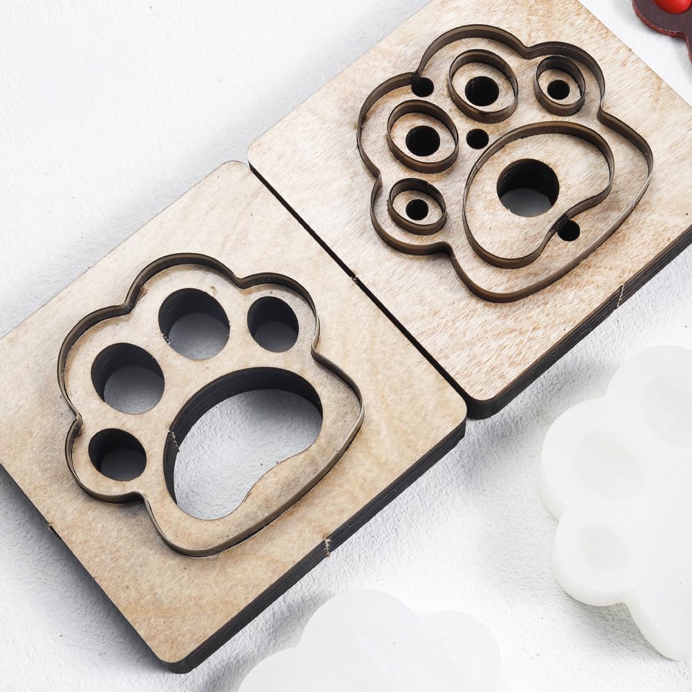 Juego de 4 troqueles de corte de cuero, troqueles de cuero para cortar formas, cortador de cuero para llaveros, molde de perforación de cuero para patas de perro para manualidades de cuero