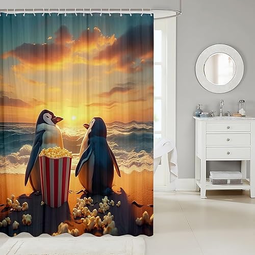 Miniatura 16 de Cortinas de ducha impermeables con diseño de barco pirata de caricaturas, tela de aventura marina, cortina de ducha de baño con peces submarinos,