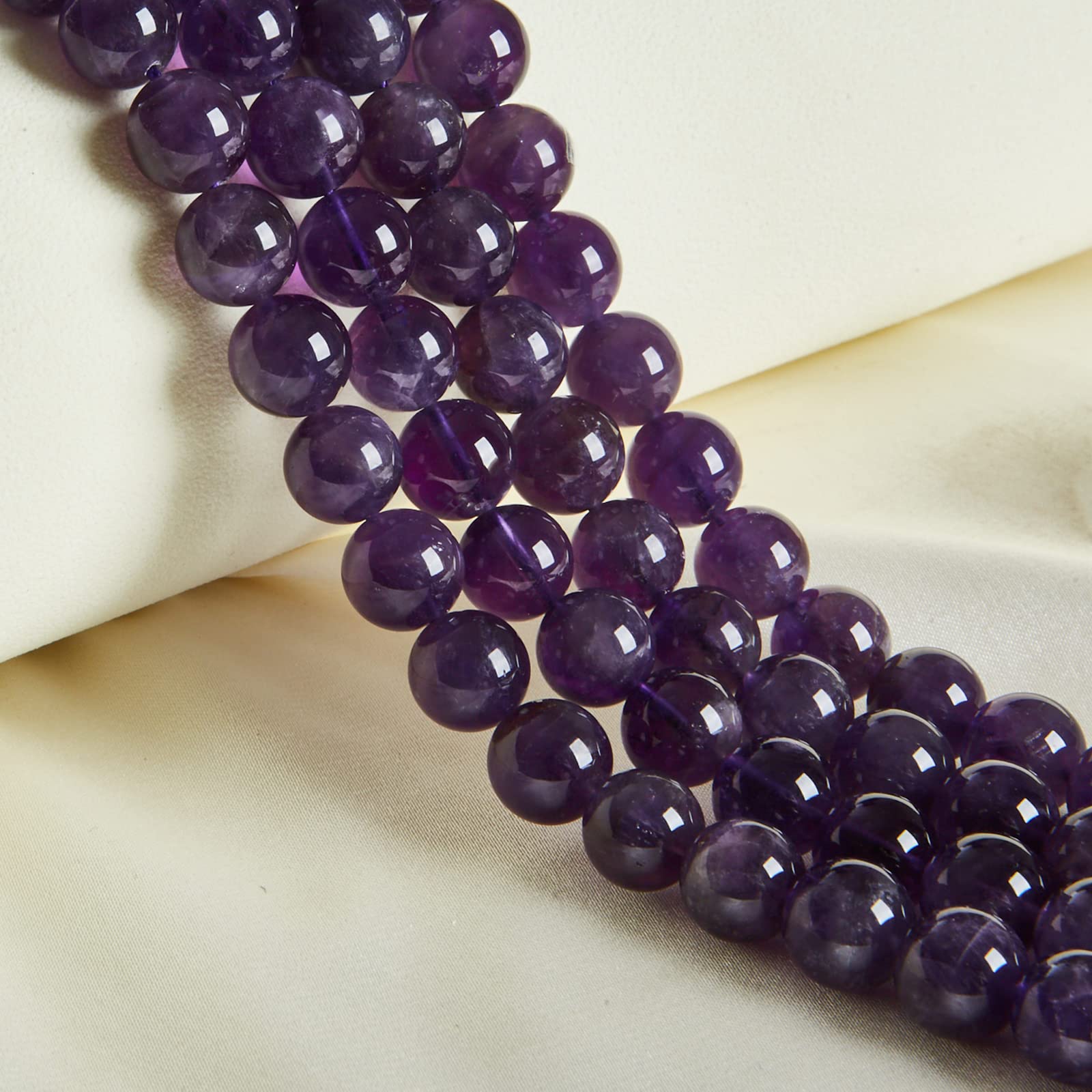 45pcs 8mm Natural Amethyst Beads Gemstone Beads Round Loose Beads for Jewelry Making