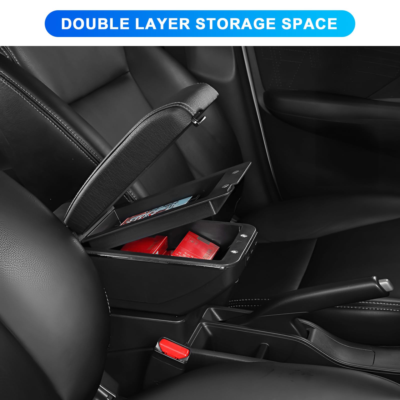 Apoyabrazos Compatible con R-enault Clio 4 IV 2012-2019 Apoya brazos coche Consola Reposabrazos Central Tapizado Caja de Almacenamiento Cuero con 7 puertos USB
