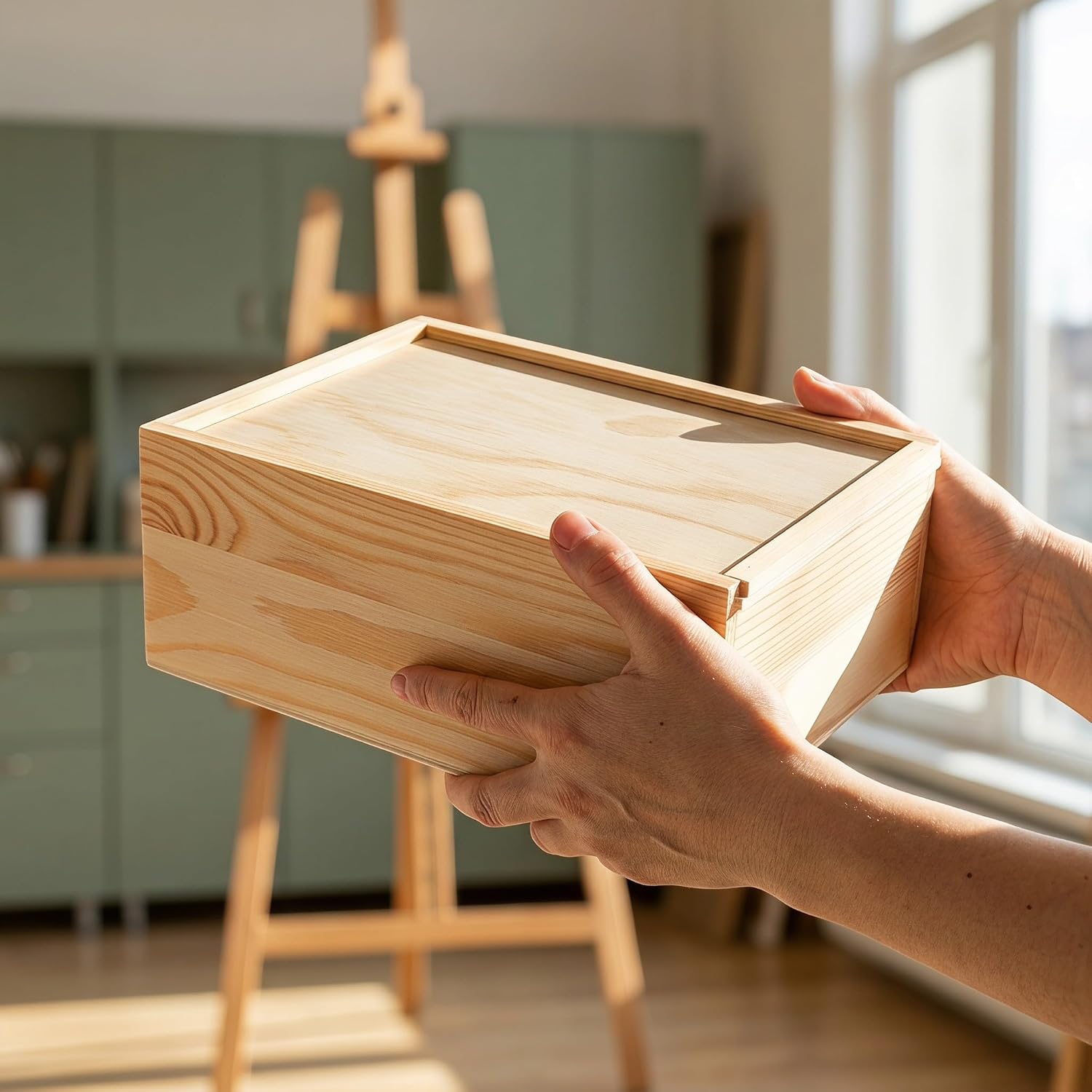 Zerodeko 2pcs Wooden Box with Sliding Lid: Blank Trinket Case Rectangular image 5