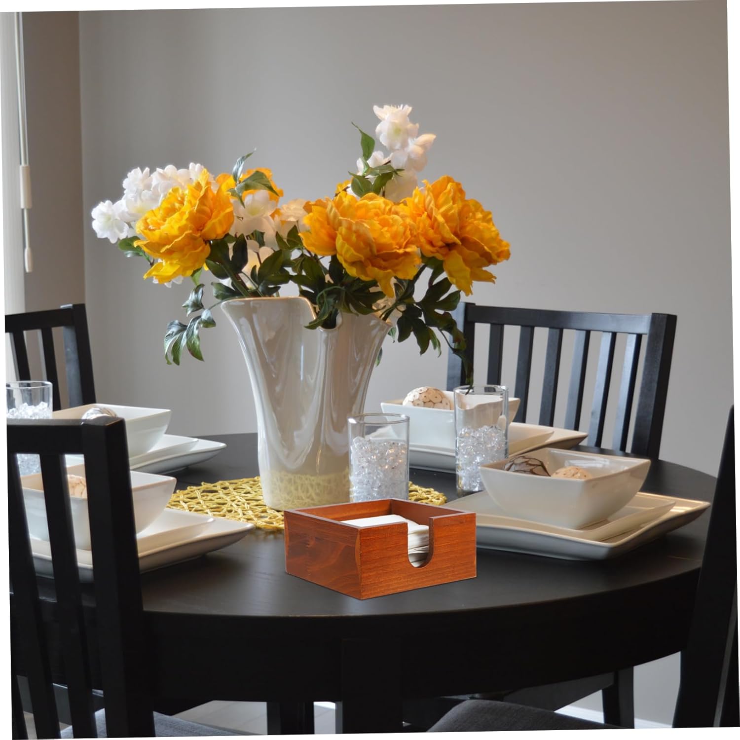 IMIKEYA 4pcs Vintage Wooden Napkin Holder Rustic Square Tissue Dispenser for Dining Table Kitchen and Party Use Smooth Edges Space-saving Design for Easy Access to Napkins