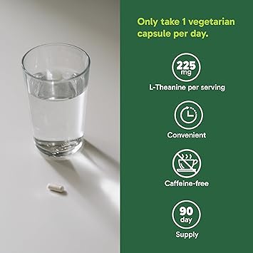 Organika L-Theanine Supplement 8 oz - 90 Capsules: 90 Day Supply of Clean Bioavailable L Theanine for Relaxation, Balance, and Calm - Easy-to-Swallow Single Capsule Servings