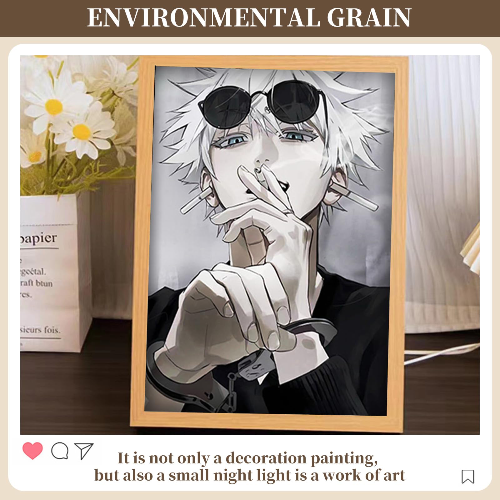 MeYuxg Anime Pittura Decorativa Satoru Gojo Cornici Creative Decorazione Domestica per Salotti, Camere da Letto e Caffè Stile 9