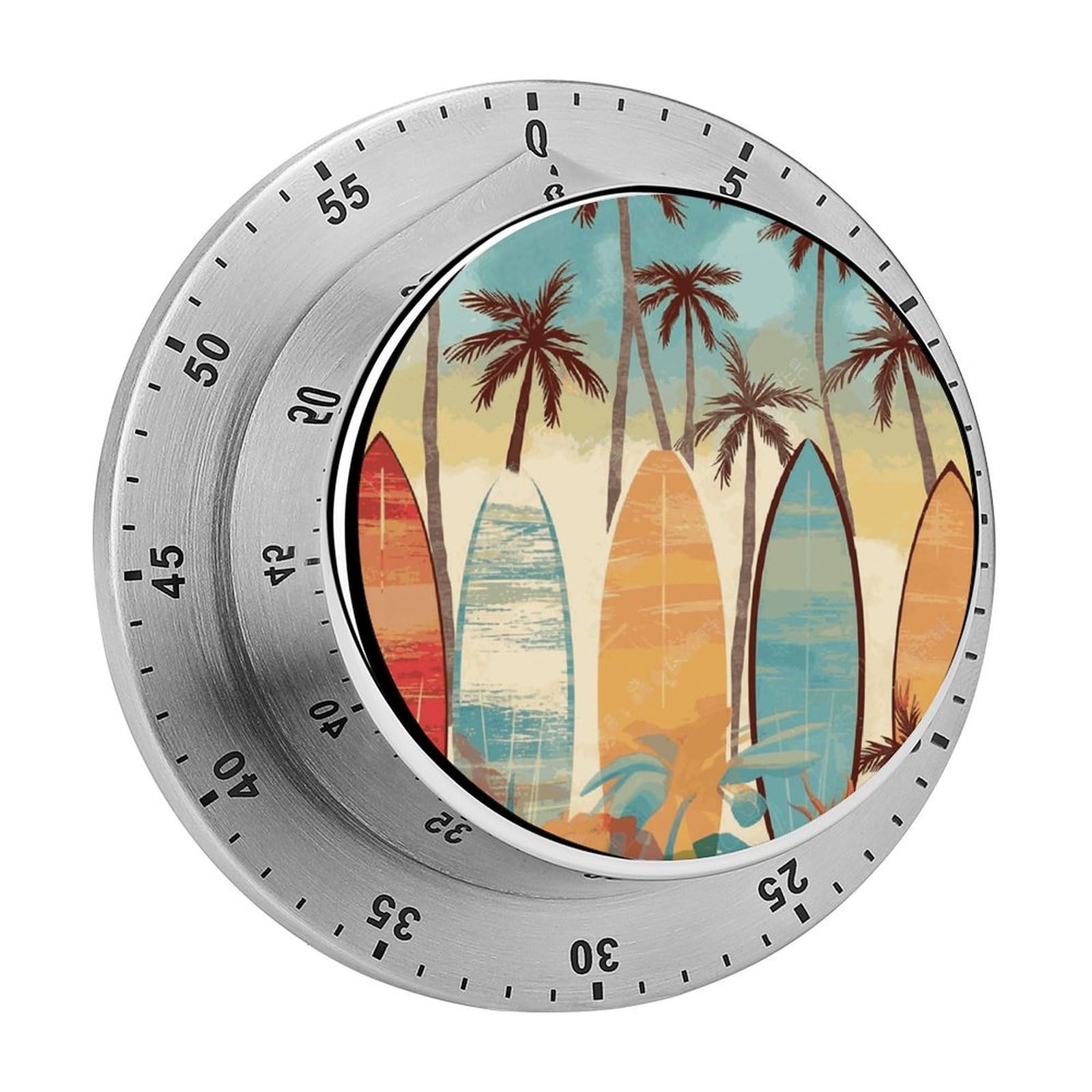 Surfboard Palm Tree Visual Timer Cute Desk Timers No Batteries Required Magnetic Indoor Countdown Timers Loud Alarm Exquisite Manual Time Timer Clock for Gift