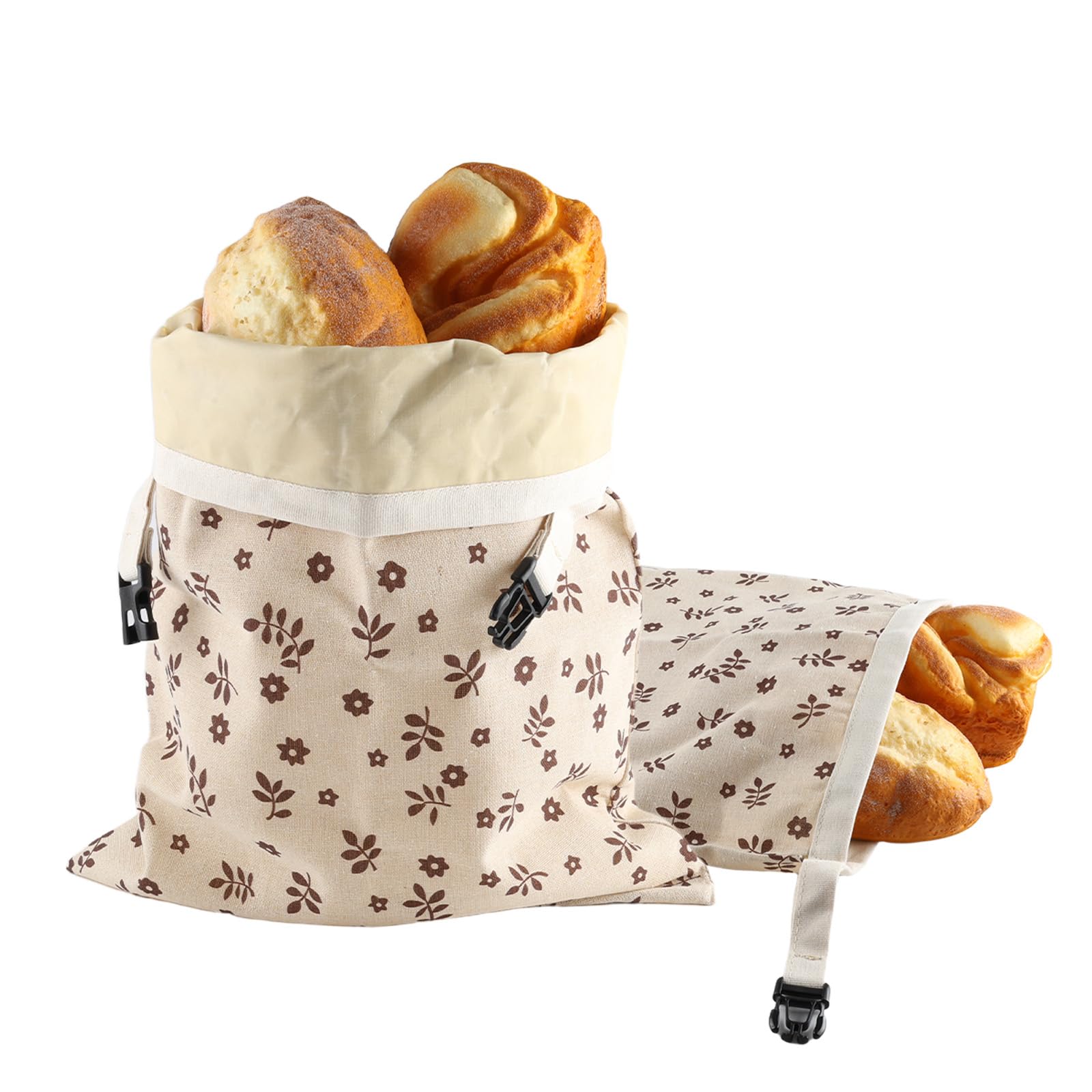 Sacs à pain réutilisables en cire d'abeille - Lot de 2 - Lin - 30 x 43 cm
