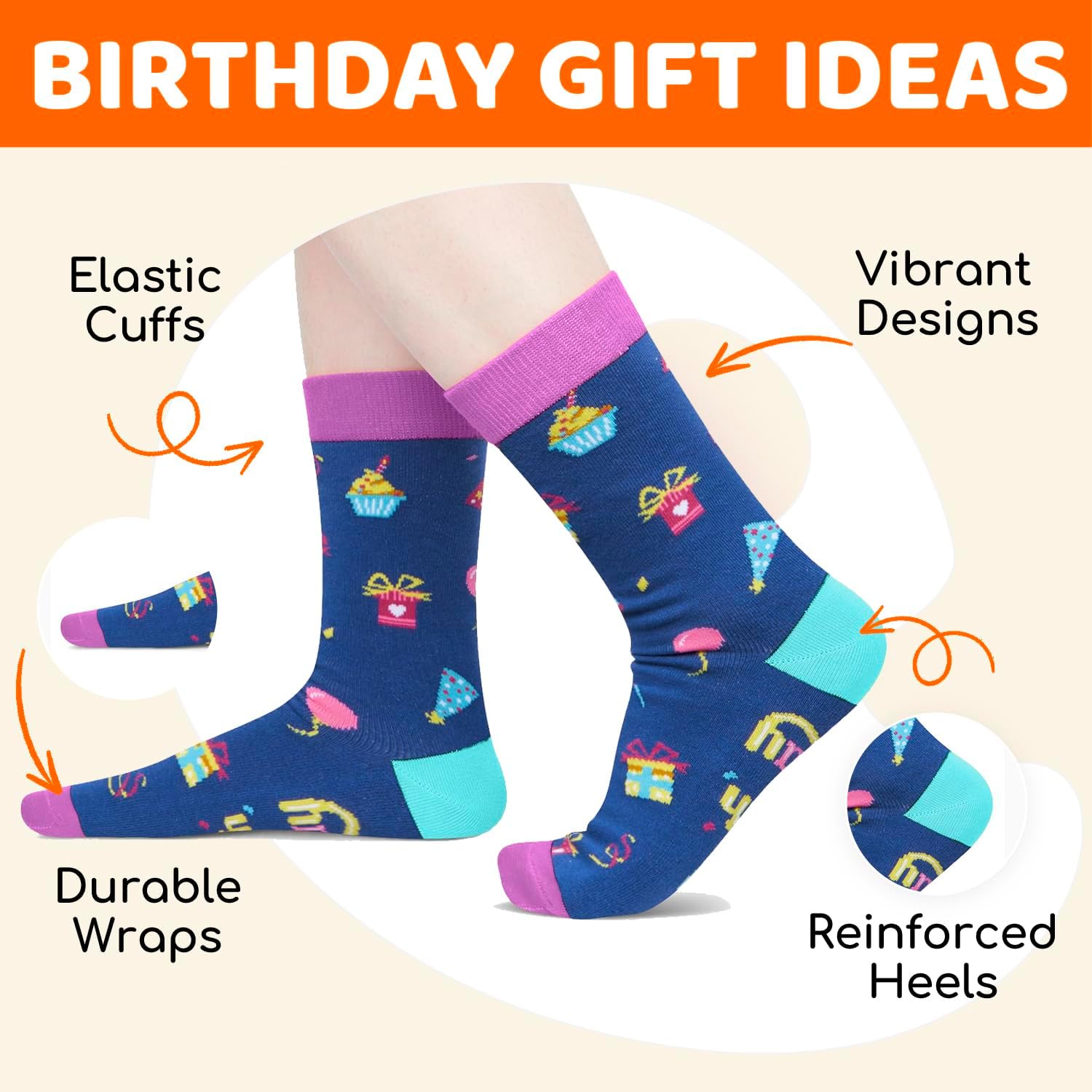HAPPYPOP 45TH 50TH 60TH 70TH Birthday Gifts - Women Man 35 45 55 65 Year Old Socks, Bday Gifts with Cards - Image 4