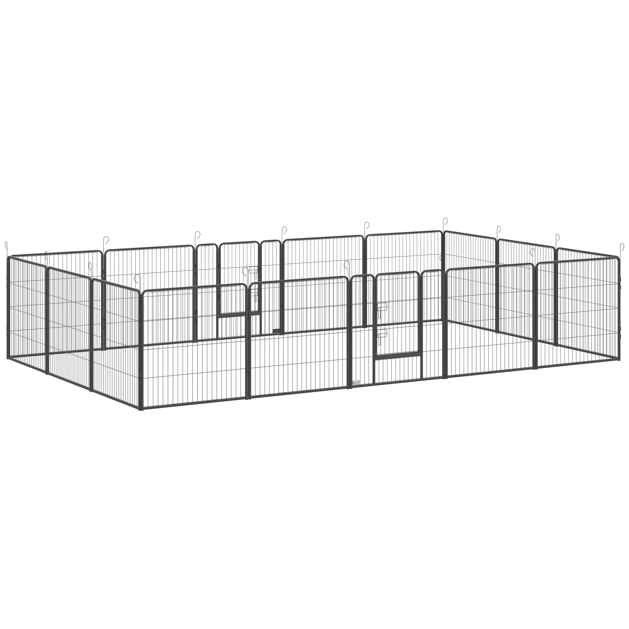 PawHut Dog Pen 16 Panels Heavy Duty for Dogs, Rabbits, Ducks 80cm High | Puppy Pen, Pet Playpen, Indoor Outdoor